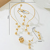 Iron Round Beaded Collar & Stud Earrings & Cuff Bangles & Rings Sets FS-WG833C7-01-3