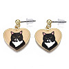 Alloy Kitten Dangle Stud Earrings EJEW-G148-27G-01-2