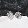 Clover Brass Micro Pave Clear Cubic Zirconia Stud Earrings EJEW-F383-09P-1