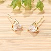 Heart Brass Pave Cubic Zirconia Stud Earrings for Women EJEW-G428-29B-02-3
