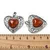 Natural Red Jasper Peach Love Heart Pendants G-G158-01D-3