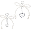 2Pcs 2 Styles Heart & Bowknot Acrylic Imitation Pearls Pendant Decorations HJEW-BBC0001-04-1