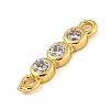 Brass Pave Cubic Zirconia Three Flat Round Links Connector Charms KK-P277-52A-A-4