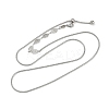 Adjustable 304 Stainless Steel Leaf Link Slider Lariat Necklaces for Women NJEW-B133-01P-4