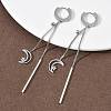 304 Stainless Steel Crystal Rhinestone Moon with Star Tassel Hoop Earrings EJEW-G453-03P-2