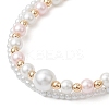 Glass Pearl Round Beaded Multi-strand Bracelets BJEW-JB11918-04-3