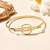 201 Stainless Steel Flat Round Link Bangles for Women BJEW-R014-01G-02-2