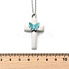 304 Stainless Steel Enamel Butterfly Cross Pendant Urn Ashes Necklaces NJEW-K393-03P-6