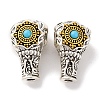 Rack Plating Tibetan Style Alloy 3 Hole Guru Beads PALLOY-F313-04AS-1