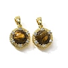 Natural Tiger Eye Half Round Charms KK-K398-20G-1