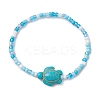 Dyed Synthetic Turquoise Beaded Stretch Bracelets for Kids BJEW-JB110102-01-1
