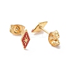 Enamel Rhombus with Star Stud Earrings with 316L Surgical Stainless Steel Pins EJEW-P204-02G-05-2