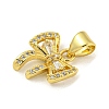 Bowknot Rack Plating Brass Clear Cubic Zirconia Pendants KK-Z053-14G-06-2