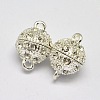 Oval Brass Rhinestone Magnetic Clasps with Loops KK-D507-A-11S-1