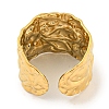 Ion Plating(IP) 304 Stainless Steel Textured Open Cuff Ring RJEW-A043-11G-3