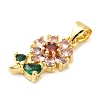 Rack Plating Brass Micro Pave Cubic Zirconia Pendants X-KK-P241-09G-2