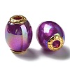 Rainbow Iridescent Plating Acrylic European Beads OACR-P019-02A-M-3