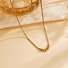 304 Stainless Steel Cable Chain Round Beads Pendant Necklaces for Women NJEW-Z047-02G-1