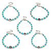 304 Stainless Steel & Synthetic Turquoise Round Beaded Bracelets for Women BJEW-G717-10-1