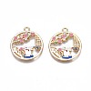 Rack Plating Alloy Enamel Pendants ENAM-N055-077-2