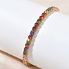 304 Stainless Steel Micro Pave Colorful Cubic Zirconia Tennis Bracelets for Women BJEW-G779-02G-3