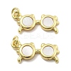 Brass Pave Natural White Shell Pendants KK-U060-02G-1