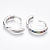 Brass Micro Pave Cubic Zirconia Huggie Hoop Earrings X-EJEW-S201-40P-3