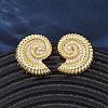 Brass Micro Pave Clear Cubic Zirconia Conch Stud Earrings EJEW-H165-07G-1