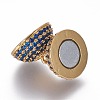 Brass Micro Pave Cubic Zirconia Magnetic Clasps with Loops ZIRC-L075-49C-3