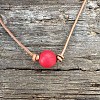 Synthetic Turquoise Dyed Round Ball Pendant Genuine Leather Handmade Necklace Simple Elegant Jewelry IU3089-4-1
