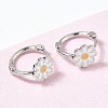Daisy Brass Enamel Hoop Earrings for Women LS-EJEW-G434-02P-3