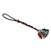 Chakra Theme Natural Red Aventurine & Green Aventurine & Red Jasper & Citrine & Amethyst & Lapis Lazuli & Synthetic Turquoise Tassel Pendant Decorations HJEW-JM03513-4