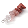 Gradient Color Natural Quartz Crystal & Natural Rhodonite & Natural Red Jasper & Natural Strawberry Quartz Chip Beaded Pendants PALLOY-JF02790-06-4
