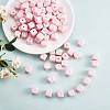 20Pcs Pink Cube Letter Silicone Beads 12x12x12mm Square Dice Alphabet Beads with 2mm Hole Spacer Loose Letter Beads for Bracelet Necklace Jewelry Making JX435O-1