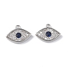 Brass Micro Pave Clear & Marine Blue Cubic Zirconia Charms KK-E068-VF263-2