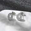 304 Stainless Steel Micro Pave Clear Cubic Zirconia Stud Earrings STAS-Z107-01P-03-2