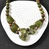 Natural Unakite Faceted Bib Graduated Beaded Necklaces for Women NJEW-B128-01N-1