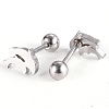 Tarnish Resistant 201 Stainless Steel Barbell Cartilage Earrings EJEW-R147-42-3