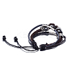 Adjustable Casual Unisex Zinc Alloy and Braided Leather Multi-strand Bracelets BJEW-BB15639-A-3