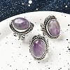 Natural Amethyst Adjustable Rings RJEW-I108-01AS-14-1