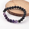 Natural Lava Rock Beaded Stretch Bracelets BJEW-JB02184-04-1