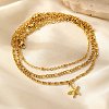 Summer Beach 304 Stainless Steel Starfish Charms 3 Layer Anklets for Women LS-AJEW-F068-01G-2