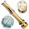1Pc Golden Tone Brass Wax Seal Stamp Heads with Bamboo Stick Shaped Handles STAM-CP0001-05Z-1