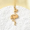 304 Stainless Steel Flamingo Shaped Pendant Cable Chain Necklaces for Women Men NJEW-Q032-02B-G-1