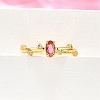 Brass Micro Pave Cubic Zirconia Cuff Rings for Women RJEW-H247-24G-3