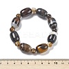 Natural Banded Agate Bead Stretch Bracelets G-P570-01M-5