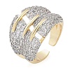 Brass Micro Pave Clear Cubic Zirconia Cuff Rings for Women Men STAS-I109-03GP-4