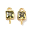 Brass Pave Cubic Zirconia Square Connector Charms KK-P348-12G-2