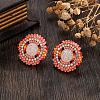 Bohemian Style Vintage Colorful Glass Seed Bead & Rhinestone Beaded Stud Earrings VY5957-4-1