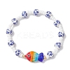 Handmade Flower Printed Porcelain Ceramic Glass Beaded Bracelets for Women BJEW-MZ00292-2